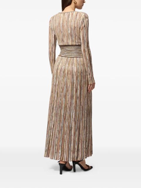 Missoni midi V-neck striped dress - Neutrals