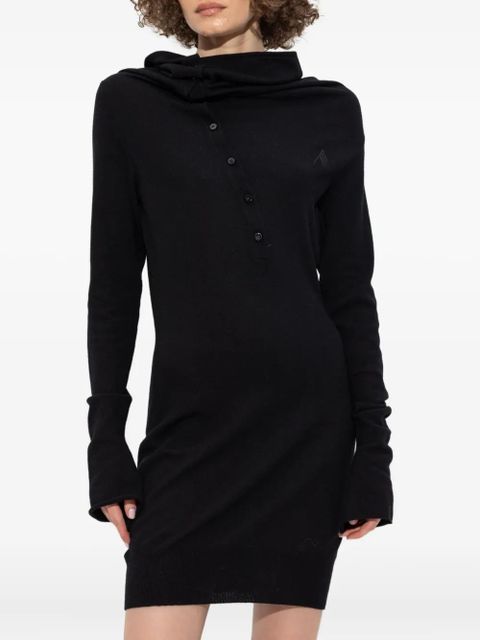 The Attico mock-neck button-up mini dress - Black