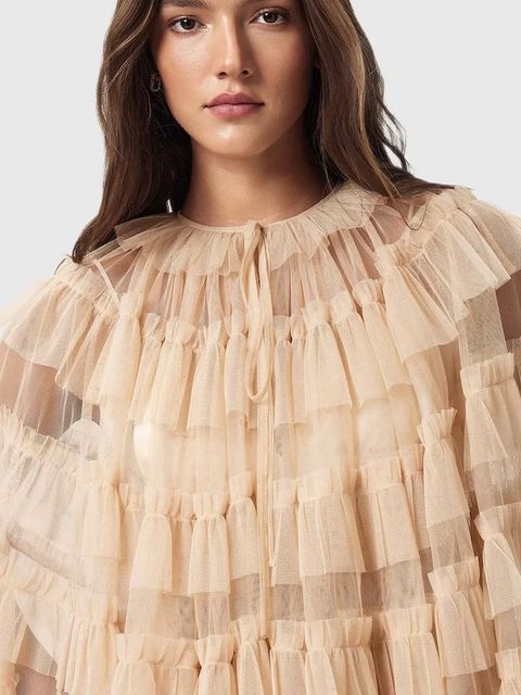 AllSaints bluzka damska kolor beżowy gładka W018PD