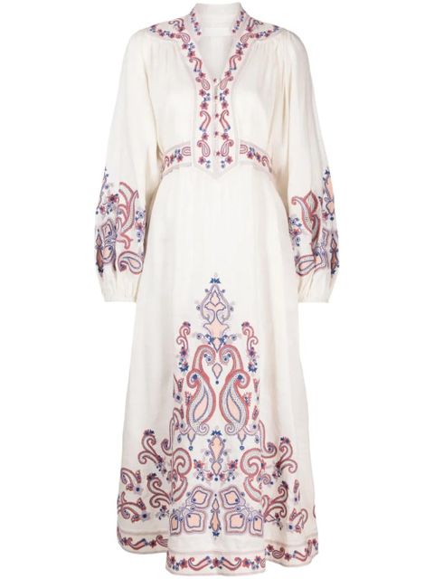 ZIMMERMANN Devi floral-embroidery midi dress - Neutrals - zdjęcie produktu nr 1