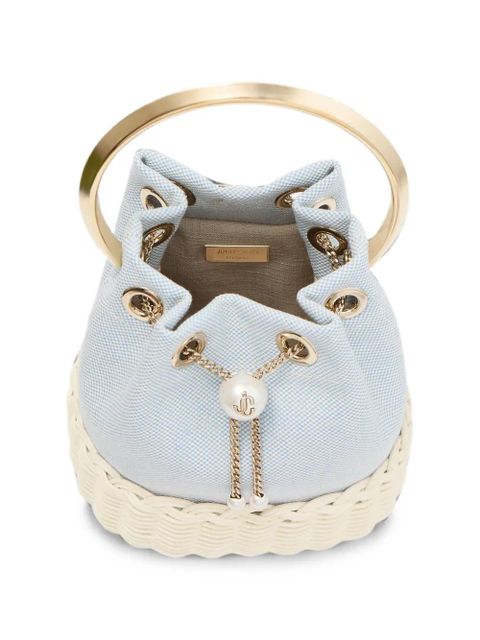 Jimmy Choo Bon Bon wicker handle bucket bag - Blue