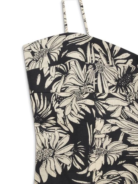 ANINE BING Keiran floral-print sleeveless minidress - Black