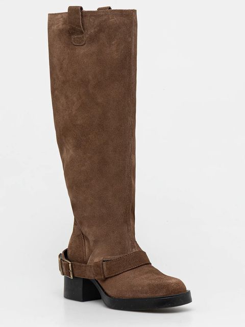 Steve Madden kozaki zamszowe Aletta kolor beżowy na płaskim obcasie 11004755 - zdjęcie produktu nr 1