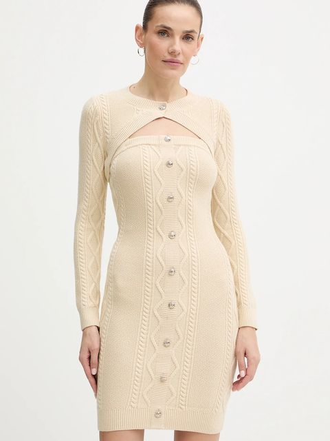Guess sukienka DAPHNE kolor beżowy mini dopasowana W5BK61 Z2ZK2 - zdjęcie produktu nr 1