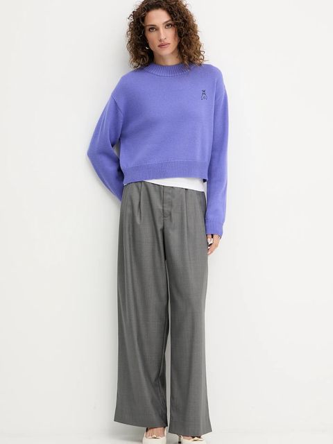 Patrizia Pepe sweter wełniany damski kolor fioletowy z półgolfem 8K0336 K282 - zdjęcie produktu nr 2