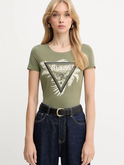 Guess t-shirt damski kolor zielony W5YI13 J1314 - zdjęcie produktu nr 1