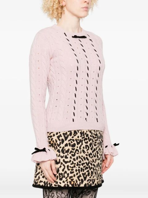 Valentino Garavani cable-knit ribbon-trimmed sweater - Pink