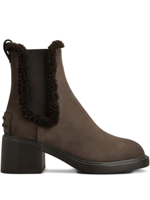 Tod's faux-fur trim Chelsea boots - Brown - zdjęcie produktu nr 1