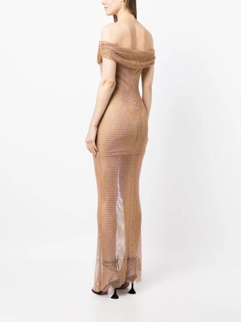 Self-Portrait rhinestone-embellished maxi-dress - Metallic