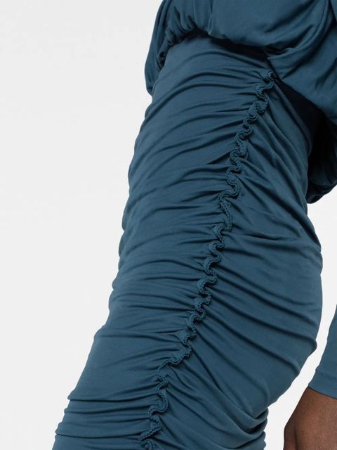 Saint Laurent V-neck draped mini dress - Blue