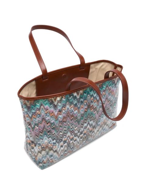 Missoni large zigzag handle tote bag - Blue