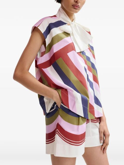 Essentiel Antwerp stripe-print drawstring shorts - White