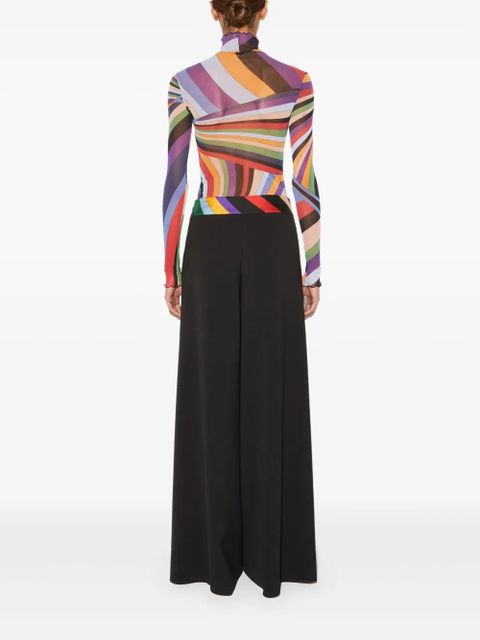 PUCCI Iride-print trim palazzo trousers - Black