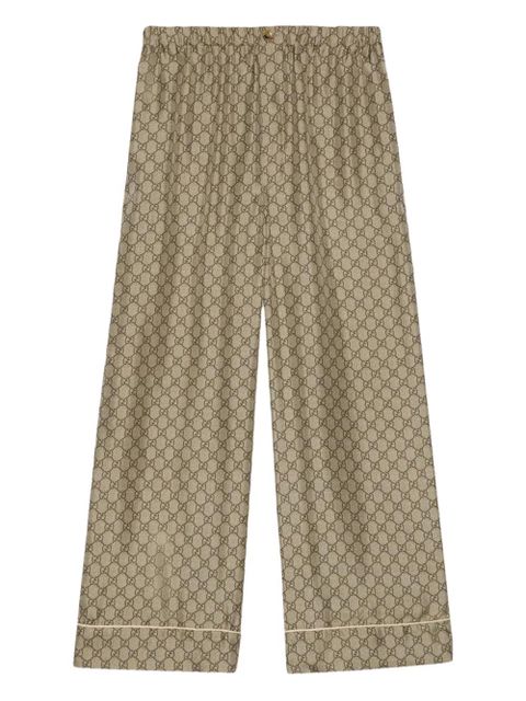 Gucci GG Supreme silk pallazzo trousers - Brown - zdjęcie produktu nr 1
