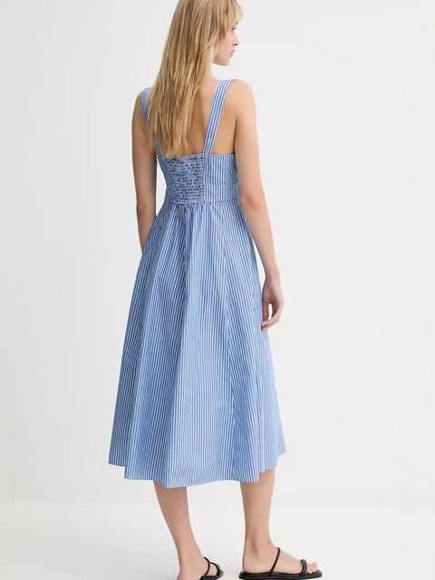 Levi's sukienka bawełniana kolor niebieski midi rozkloszowana 003PR - zdjęcie produktu nr 2