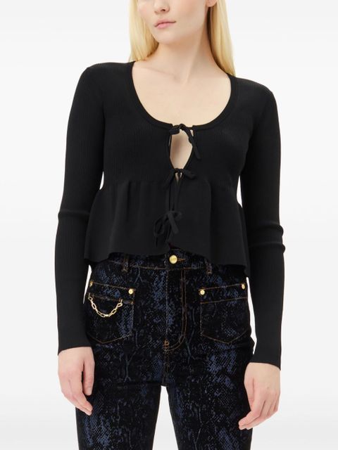 GANNI tie fastening long sleeve cardigan - Black