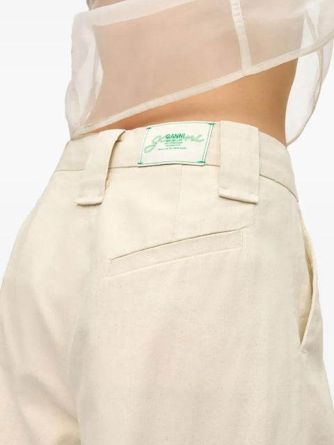 GANNI pleat-detail shorts - Neutrals