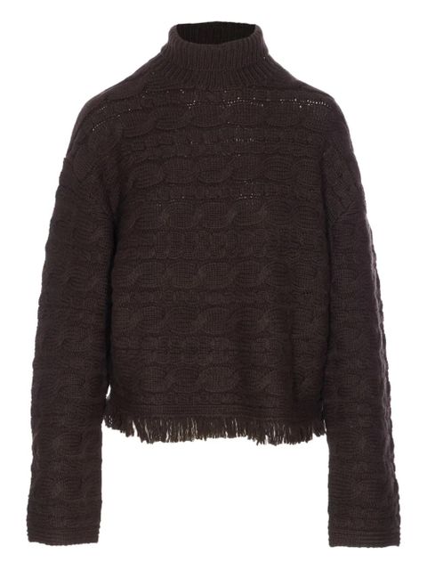 Guest In Residence cable-knit frayed sweater - Brown - zdjęcie produktu nr 1