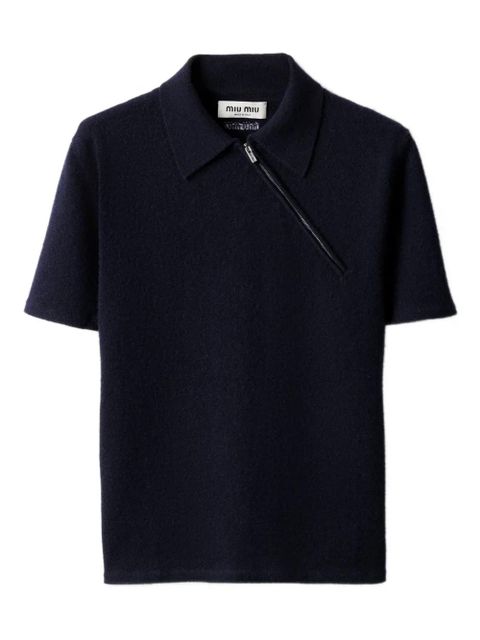 Miu Miu zip-front ribbed knit sweater - Blue - zdjęcie produktu nr 1