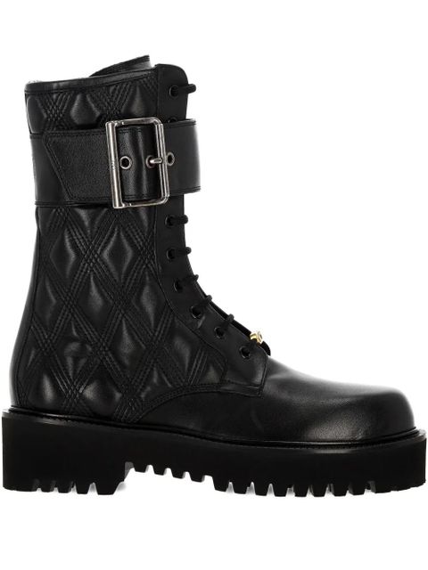 Valentino Garavani VLogo leather combat boots - Black