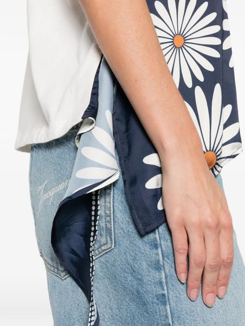 SANDRO floral-detail panel top - Neutrals