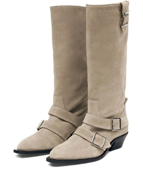 ALOHAS 45mm Ryder buckle-detail suede boots - Neutrals - zdjęcie produktu nr 1