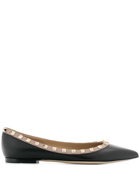 Valentino Garavani Rockstud-embellished ballerina shoes - Black - zdjęcie produktu nr 1