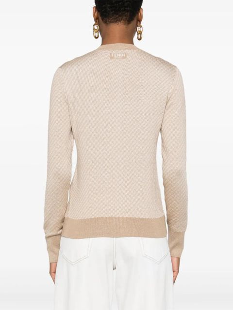 FENDI FF-jacquard cardigan - Brown