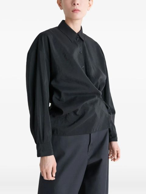 LEMAIRE twisted-detail polo-collar shirt - Black