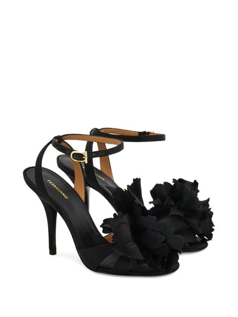 Ferragamo flower-embellished heeled sandals - Black