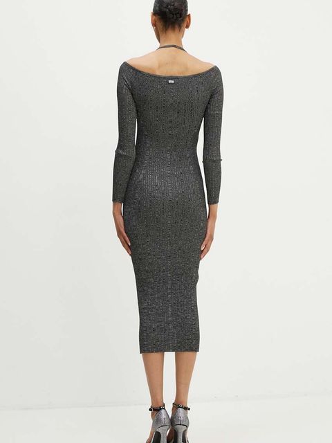 Moschino Jeans sukienka kolor szary midi dopasowana 0481.8201