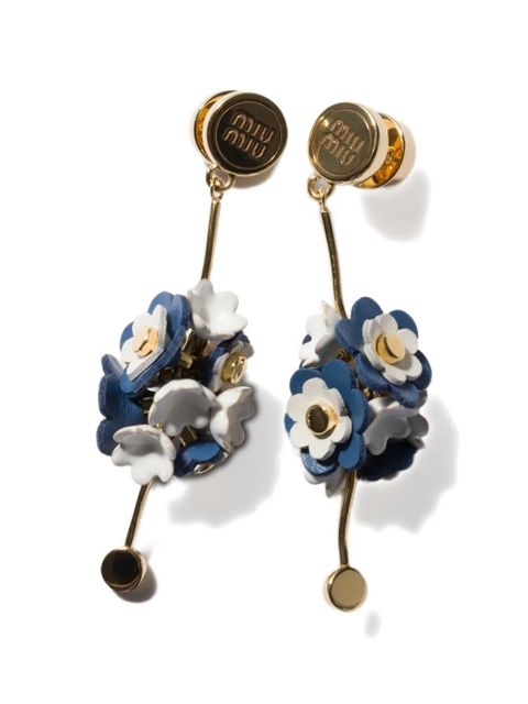 Miu Miu metal and leather earrings - Gold - zdjęcie produktu nr 1