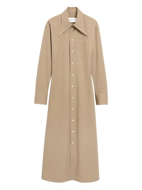 AMI Paris balloon sleeve fitted shirt midi dress - Neutrals - zdjęcie produktu nr 1