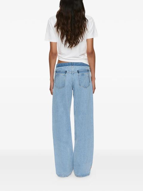 Christopher Esber suede-panelled denim trousers - Brown