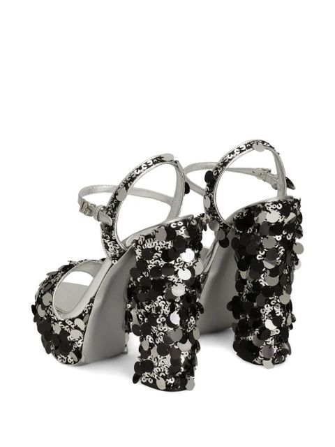 Dolce & Gabbana 105mm sequinned sandals - Silver