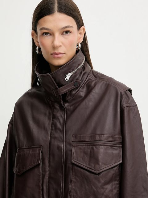 AllSaints kurtka skórzana CLAY kolor czerwony przejściowa W108LD