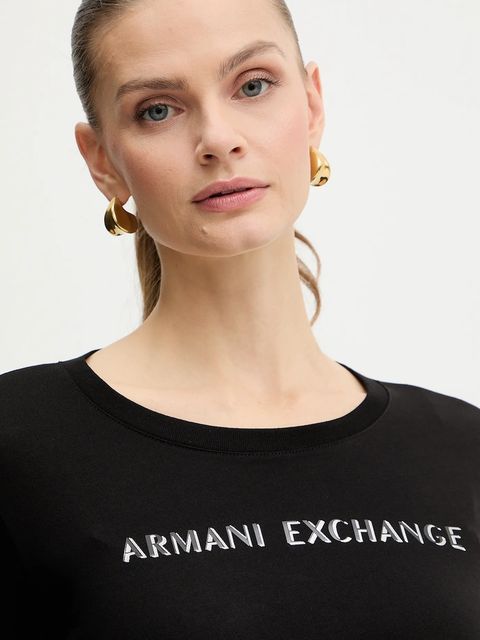 Armani Exchange longsleeve bawełniany kolor czarny XW001383 AF10356 - zdjęcie produktu nr 2