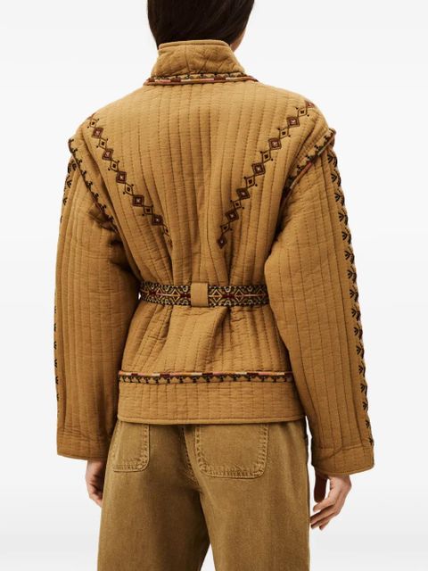 Ba&Sh Cocoon embroidered quilted jacket - Brown