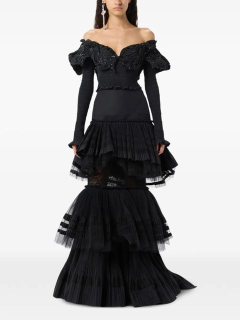 Blumarine tiered maxi skirt - Black - zdjęcie produktu nr 2