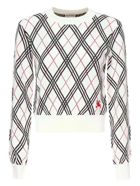 Burberry diamond-pattern ribbed-trim sweater - White - zdjęcie produktu nr 1
