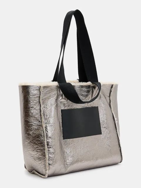 AllSaints torebka skórzana dwustronna IZZY SHEARLING kolor brązowy W056XB