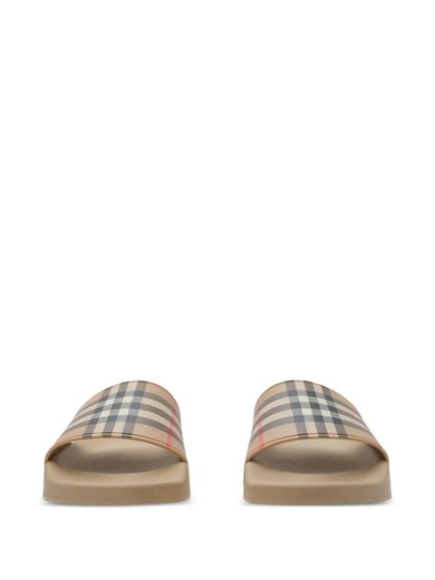 Burberry check round-toe slides - Neutrals - zdjęcie produktu nr 2