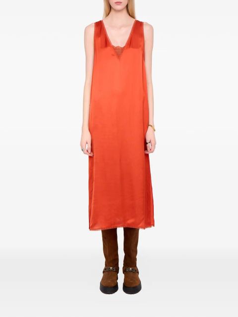 Zadig&Voltaire Renzo lace-detail satin midi dress - Orange