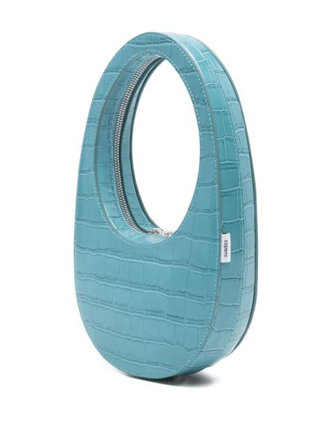 Coperni mini croc-effect zip tote bag - Blue
