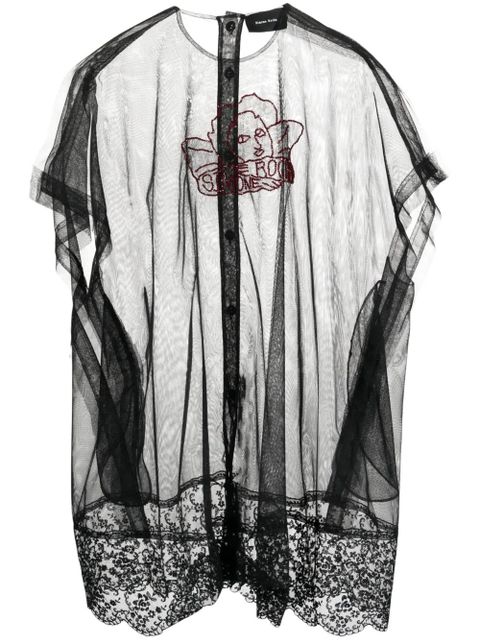 Simone Rocha semi-sheer lace-trim tunic - Black - zdjęcie produktu nr 1