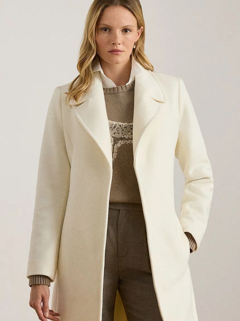 Lauren Ralph Lauren płaszcz wełniany kolor beżowy przejściowy 297962169