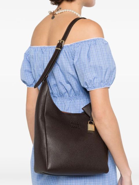 Miu Miu logo-patches shoulder bag - Brown - zdjęcie produktu nr 2