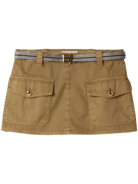 Miu Miu garment-dyed cotton miniskirt - Green - zdjęcie produktu nr 1