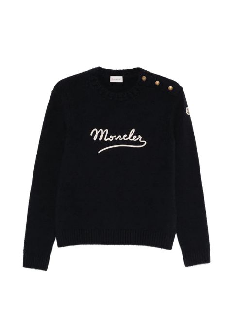 Moncler button crew-neck sweater - Blue - zdjęcie produktu nr 1