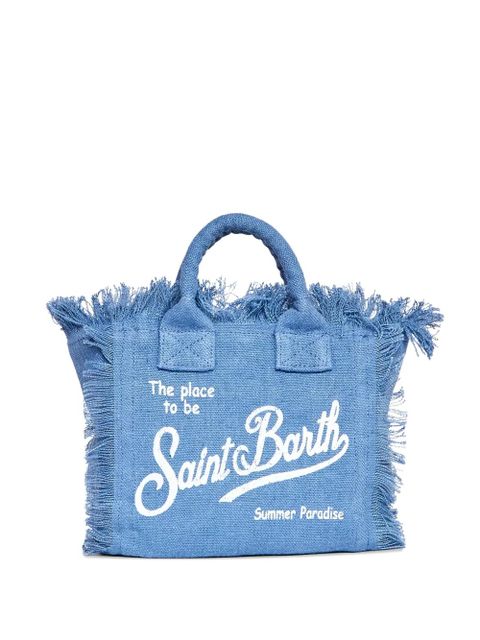MC2 Saint Barth mini Vanity frayed linen tote bag - Blue - zdjęcie produktu nr 1